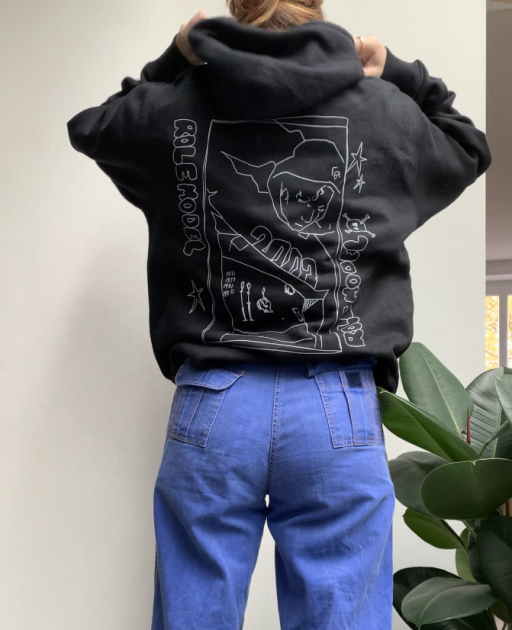 role model black unisex hoodie - Vue 4